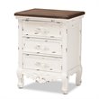 Pemberly Row 3-Drawer Solid Wood End Table in Walnut Brown/Antique White