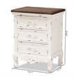 Pemberly Row 3-Drawer Solid Wood End Table in Walnut Brown/Antique White