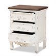 Pemberly Row 3-Drawer Solid Wood End Table in Walnut Brown/Antique White