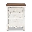 Pemberly Row 3-Drawer Solid Wood End Table in Walnut Brown/Antique White