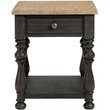 Pemberly Row Side Table in Antique Oak and Matte Black Wood Finish