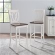 Pemberly Row Distressed White & Brown Rubberwood Bar Stool Set of 2