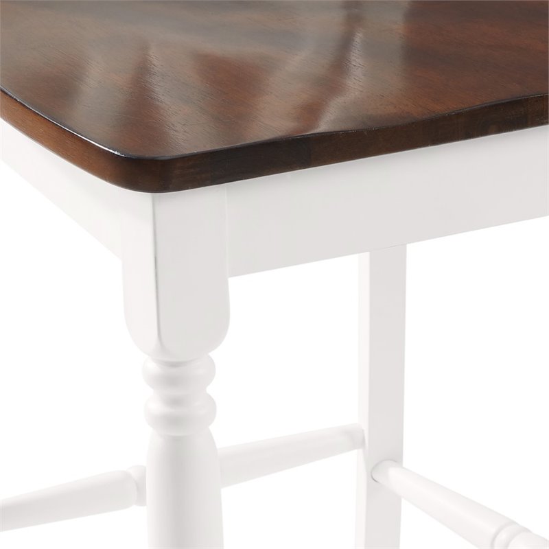 Pemberly Row Distressed White & Brown Rubberwood Bar Stool Set of 2