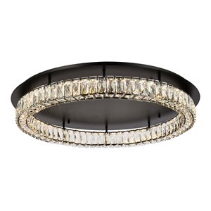 Pemberly Row 33&quot Metal and Crystal LED Flush Mount in Black