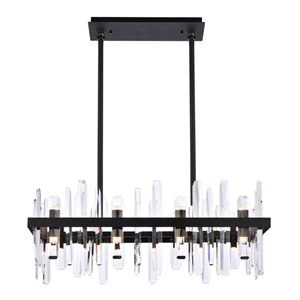 Pemberly Row 30&quot Rectangle Crystal Chandelier in Black