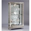 Pemberly Row 5-Shelf Mirrored Curio Cabinet in Aged Silver Finish