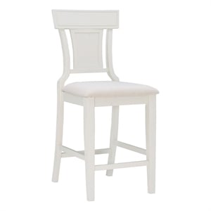 Pemberly Row 26&quot Counter Stool with Rattan Back in Creamy White Wood