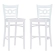 Pemberly Row Bar Stools in White Beechwood Set of 2 with Footrest