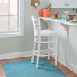 Pemberly Row Bar Stools in White Beechwood Set of 2 with Footrest