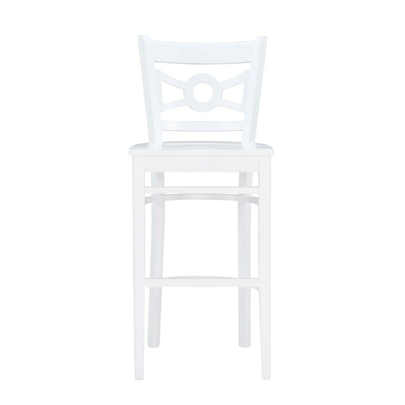 Pemberly Row Bar Stools in White Beechwood Set of 2 with Footrest