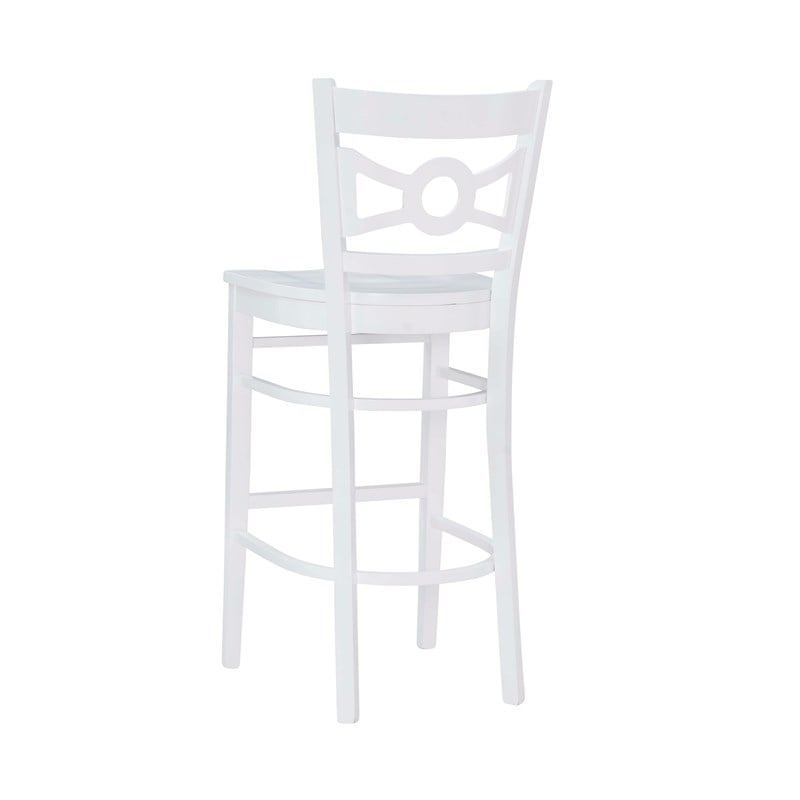 Pemberly Row Bar Stools in White Beechwood Set of 2 with Footrest