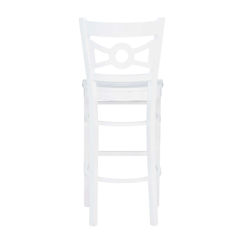 Pemberly Row Bar Stools in White Beechwood Set of 2 with Footrest