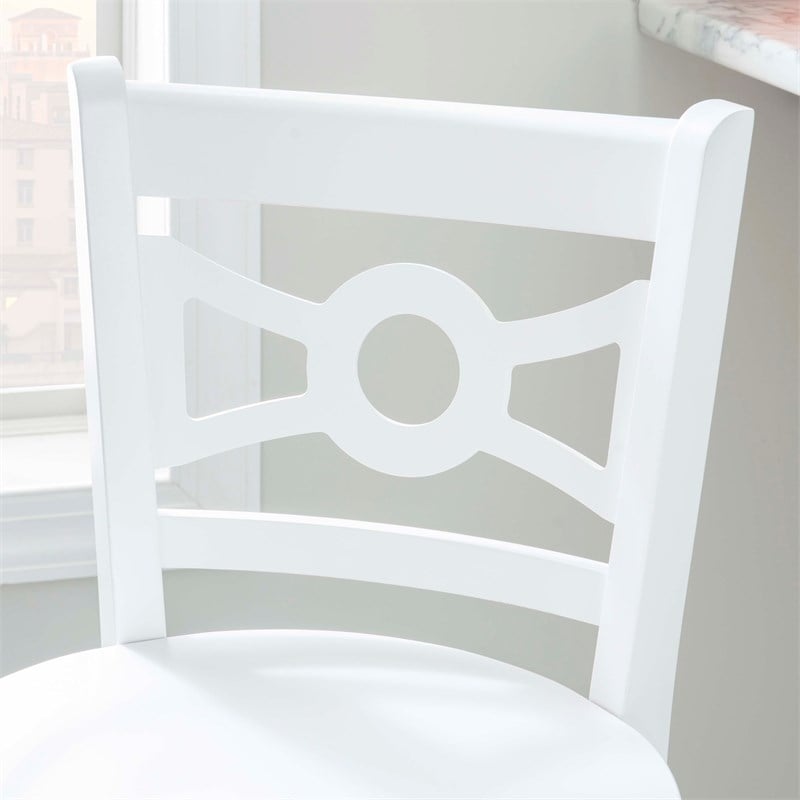 Pemberly Row Bar Stools in White Beechwood Set of 2 with Footrest