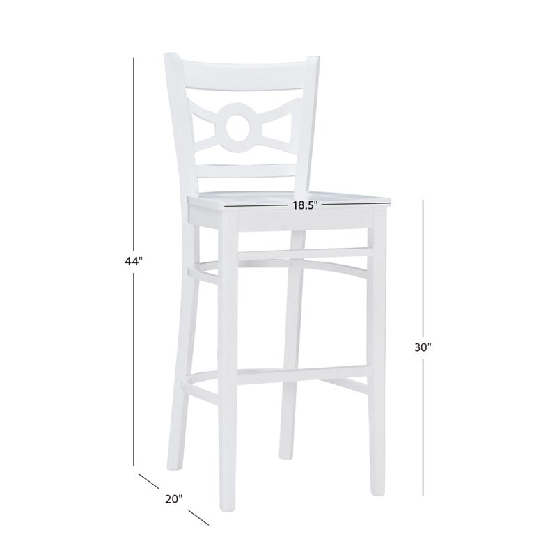 Pemberly Row Bar Stools in White Beechwood Set of 2 with Footrest
