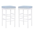 Pemberly Row Faux Leather Bar Stools in White and Blue Set of 2