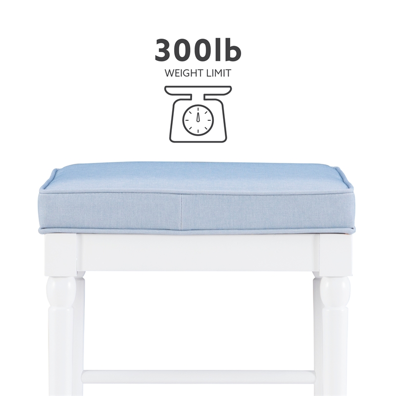 Pemberly Row Faux Leather Bar Stools in White and Blue Set of 2