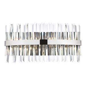 Pemberly Row 24&quot Iron and Crystal Bath Sconce in Chrome