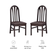 Pemberly Row Set of 2 Faux Leather Dining Chairs in Dark Brown