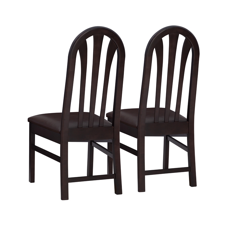 Pemberly Row Set of 2 Faux Leather Dining Chairs in Dark Brown
