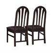 Pemberly Row Set of 2 Faux Leather Dining Chairs in Dark Brown