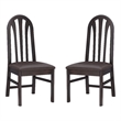 Pemberly Row Set of 2 Faux Leather Dining Chairs in Dark Brown