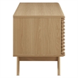 Pemberly Row Wood & Vinyl Record Display Stand with Sliding Door in Oak
