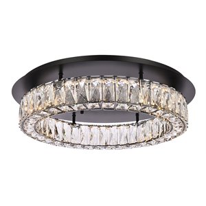 Pemberly Row 22&quot Metal and Crystal LED Flush Mount in Black