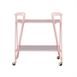 Pemberly Row Metal and Mirrored 2-Level Rolling Bar Cart in Pink