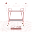 Pemberly Row Metal and Mirrored 2-Level Rolling Bar Cart in Pink