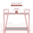 Pemberly Row Metal and Mirrored 2-Level Rolling Bar Cart in Pink