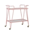 Pemberly Row Metal and Mirrored 2-Level Rolling Bar Cart in Pink