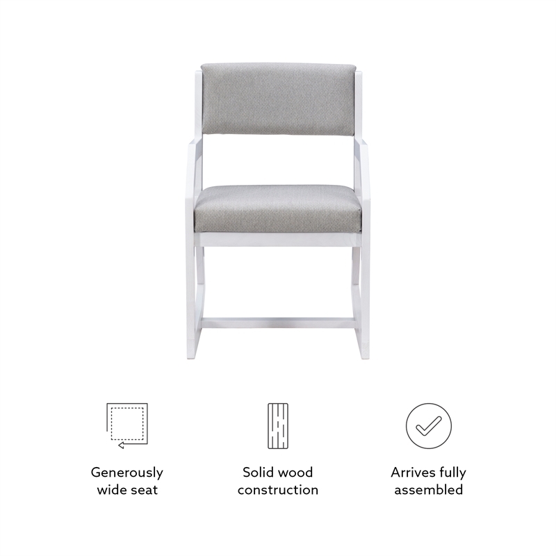 Pemberly Row Solid Wood Commercial 2-Position Sled Base Chair in White