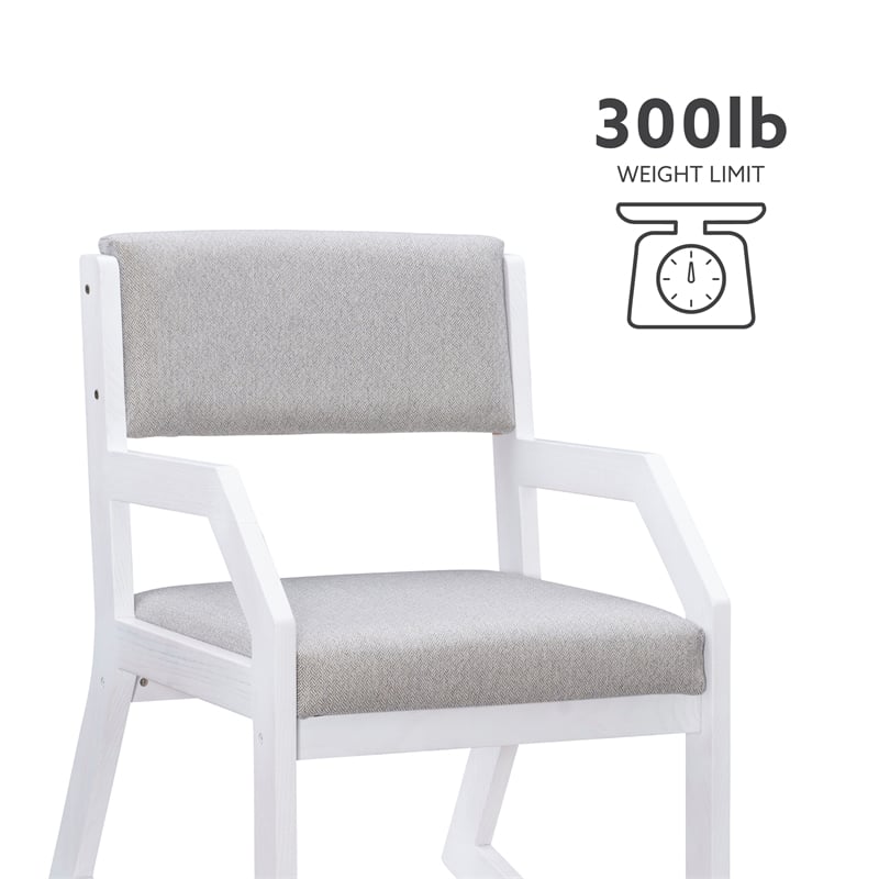 Pemberly Row Solid Wood Commercial 2-Position Sled Base Chair in White