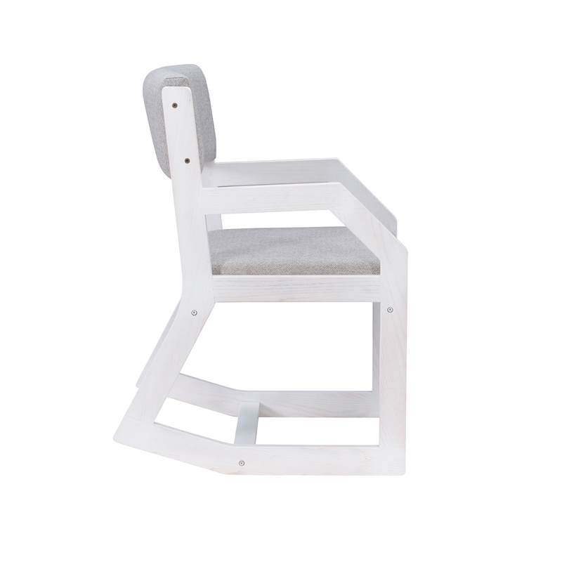 Pemberly Row Solid Wood Commercial 2-Position Sled Base Chair in White