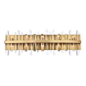 Pemberly Row 36&quot Iron and Crystal Bath Sconce in Satin Gold