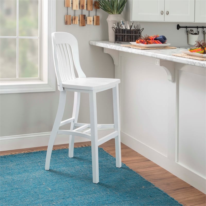 Pemberly Row Set of 2 Commercial Grade Counter Stools in Glossy White