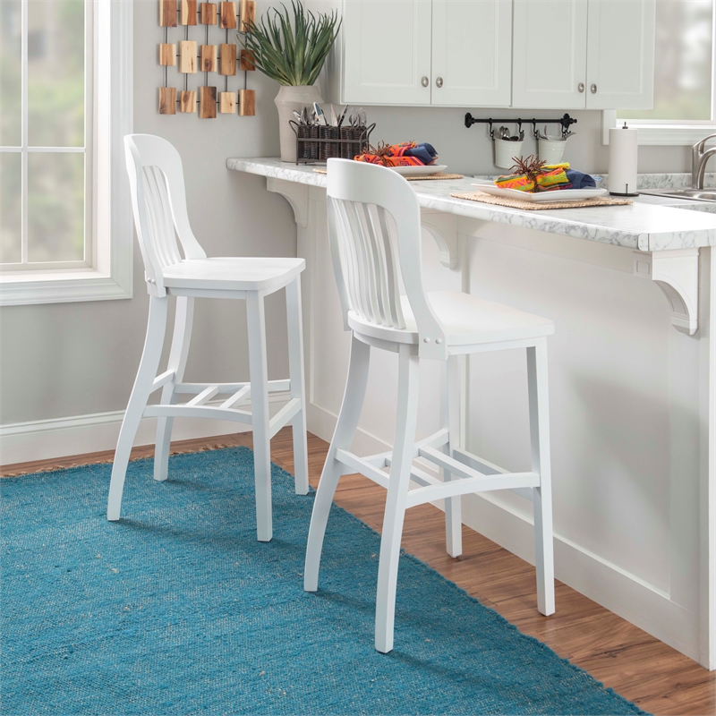 Pemberly Row Set of 2 Commercial Grade Counter Stools in Glossy White