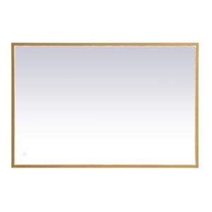 Pemberly Row 27x30&quot Modern LED Aluminum Mirror in Brass Finish