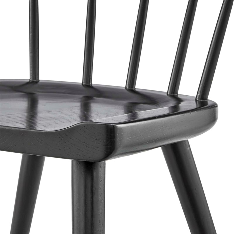 Pemberly Row Spindle Back Elm Wood Dining Chair in Black Finish