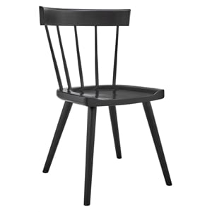 Pemberly Row Spindle Back Elm Wood Dining Chair in Black Finish