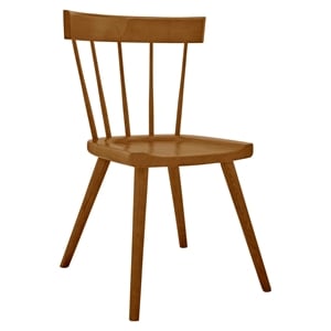 Pemberly Row Spindle Back Elm Wood Dining Chair in Walnut Finish