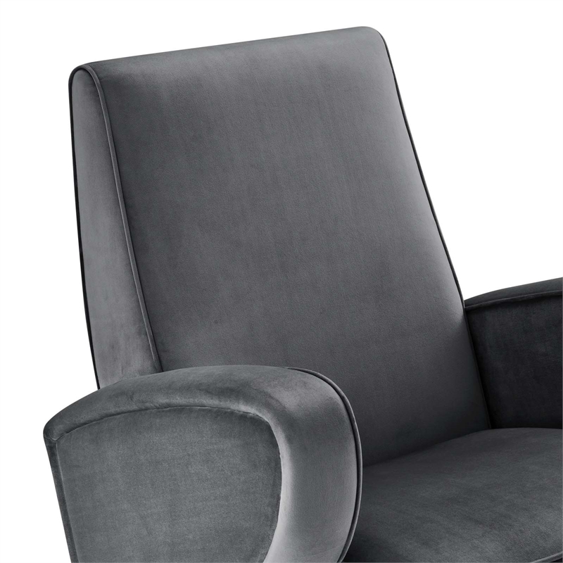 Pemberly Row Modern Performance Velvet Swivel Chair in Gray