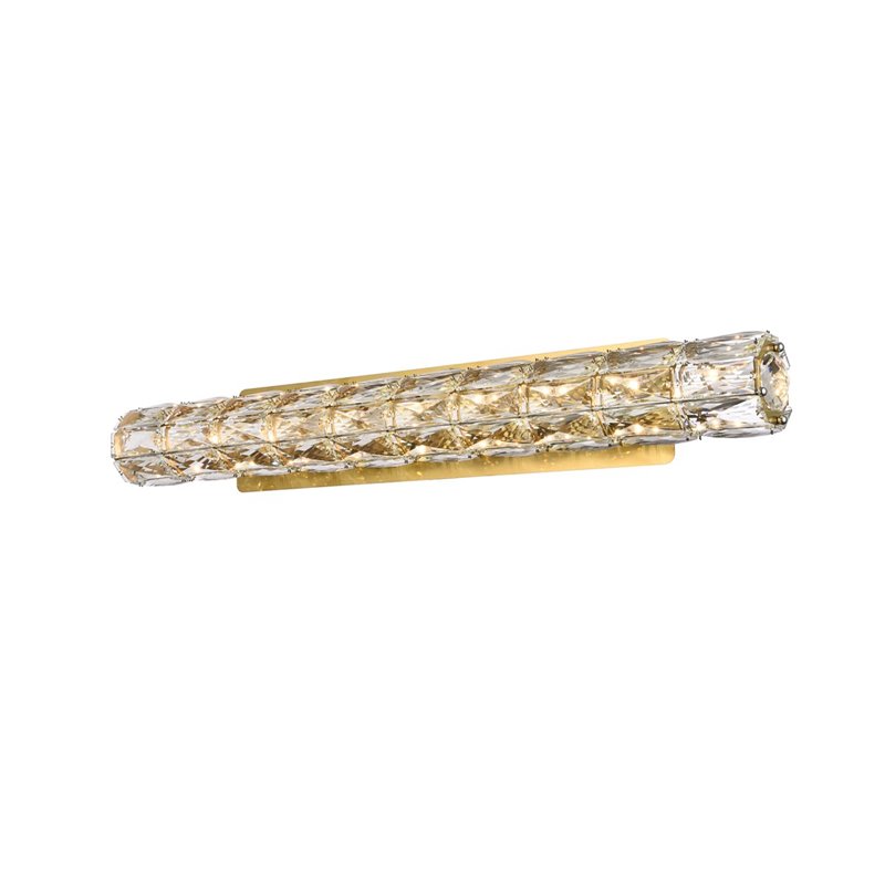 Pemberly Row Valetta Linear Wall Sconce with LED in Gold and Crystal