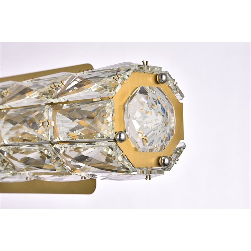 Pemberly Row Valetta Linear Wall Sconce with LED in Gold and Crystal