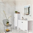 Pemberly Row Concord Wall Mirror Wood Frame with Shelf in White