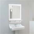 Pemberly Row Concord Wall Mirror Wood Frame with Shelf in White