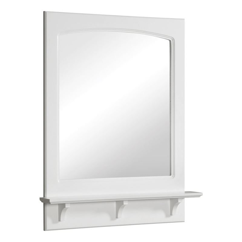Pemberly Row Concord Wall Mirror Wood Frame with Shelf in White
