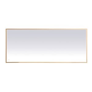 Pemberly Row 30&quot x 72&quot Modern LED Hardwired Bathroom Mirror in Brass