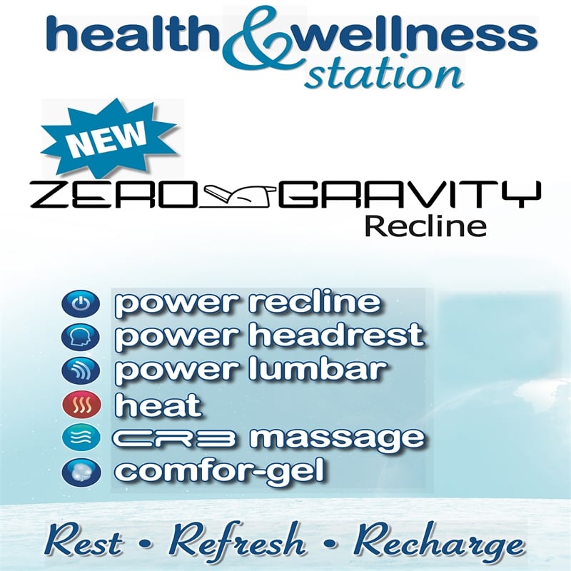 Pemberly Row Zero Gravity Leather Recliner with Massage in Black