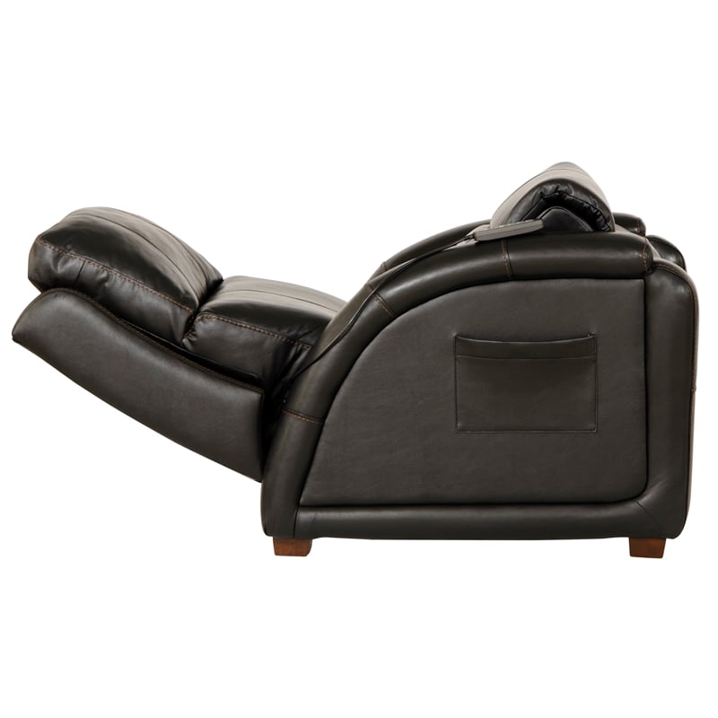 Pemberly Row Zero Gravity Leather Recliner with Massage in Black